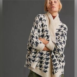 Anthropologie Houndstooth Shawl cardigan Sweater- One Size